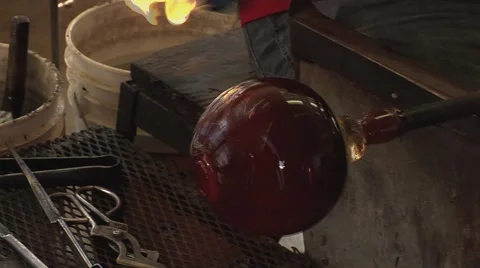 Glass Blowing Closeups Stock Footage 40521783