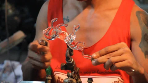 Glass Blowing 스톡 동영상 33977867