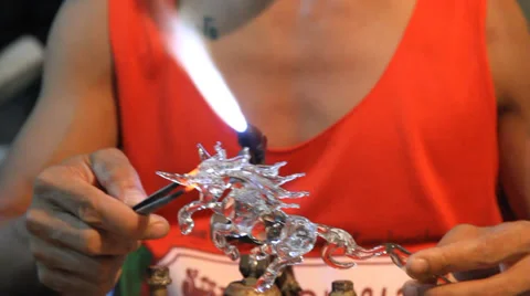 Glass Blowing 스톡 동영상 34002987
