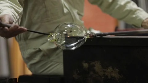 Glass blowing Forming Stock Footage 92111496