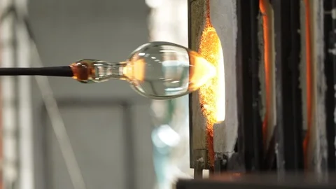 Glass blowing heating Stock Footage 92110745