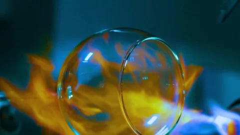 Glass blowing process close up in slow motion with calipers for accurate me.. Stock-Footage 341802161