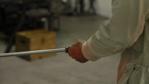 Glass blowing process Stock Footage 92110599