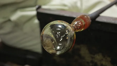 Glass blowing shaping Stock Footage 92110570