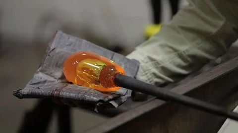 Glass Blowing shaping Stock Footage 92111717