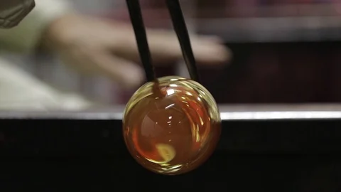 Glass Blowing shaping Stock Footage 92111782