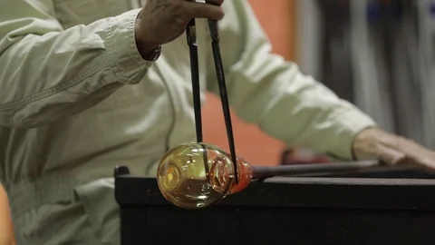 Glass Blowing Shaping Stock Footage 92111890