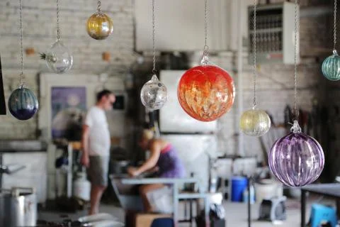 Glass blowing studio 스톡 사진