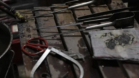 Glass blowing tools Stock Footage 92110542