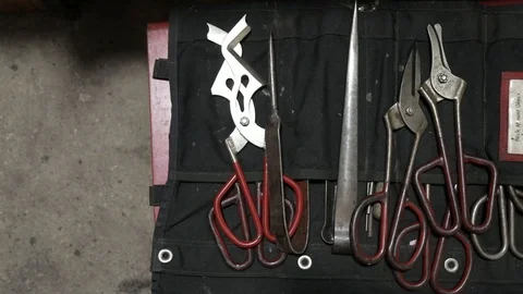 Glass Blowing tools Stock Footage 92111576