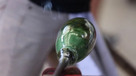 Glass Blowing Tools to Shape Stock Footage 81191648