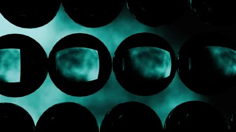 Glass blue cyan disk animation background VJ loop0001-0300 Stock Footage 338299391