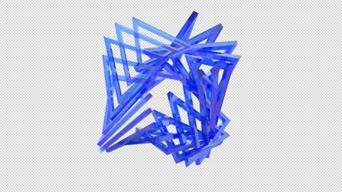 Glass blue triangles rotate in a circle. Alpha channel Stock Footage 263356154