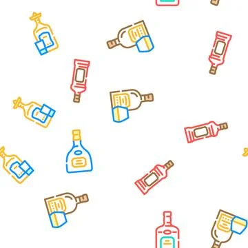 Glass bottle alcohol container vector seamless pattern Illustrazione stock