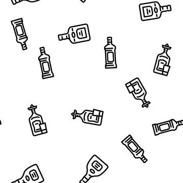 Glass bottle alcohol container vector seamless pattern Illustrazione stock