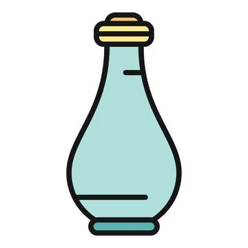 Glass bottle container storing liquid flat icon design Stock Illustration
