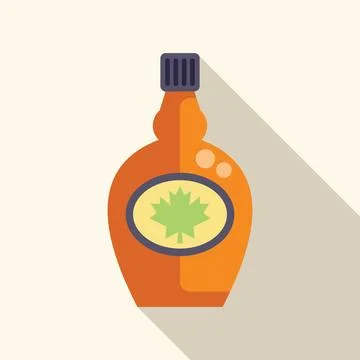 Glass bottle containing maple syrup with a maple leaf logo Stock Illustration