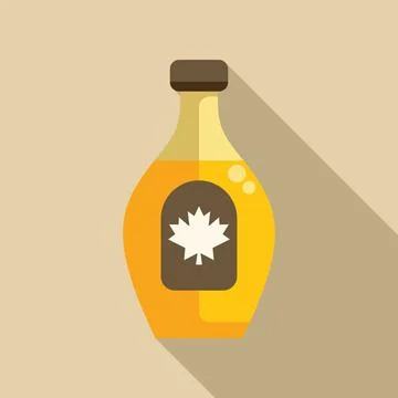 Glass bottle containing maple syrup with a long shadow Stock Illustration
