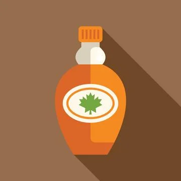 Glass bottle containing maple syrup with a maple leaf logo Stock Illustration