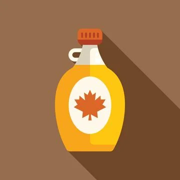 Glass bottle containing maple syrup showing a maple leaf on a label Stock Illustration