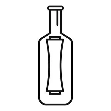 Glass bottle containing message scroll line icon, treasure concept Stock Illustration