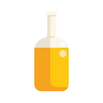 Glass bottle containing orange liquid with bubbles displaying minimalist styl Stock Illustration