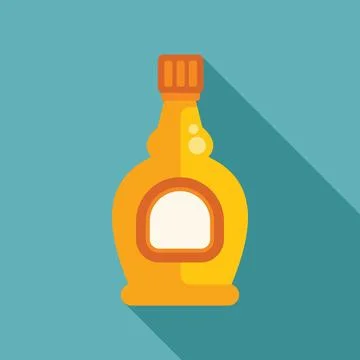 Glass bottle containing sweet maple syrup flat design icon Stock Illustration