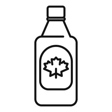 Glass bottle containing sweet maple syrup with a maple leaf logo Stock Illustration