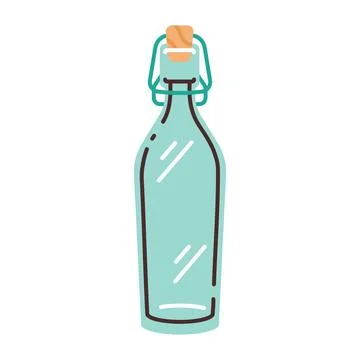 Glass bottle with cork cap. Flat modern vector illustration. Stock Illustration
