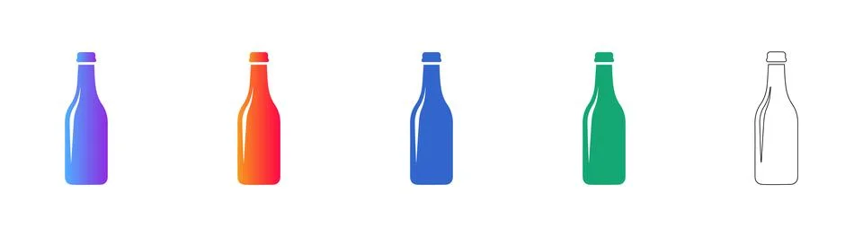 Glass Bottle Icon Set in Gradient and Outline Variations Stock-Illustration