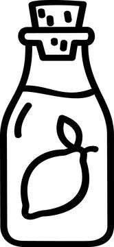 Glass bottle with lemon fruit icon Illustrazione stock