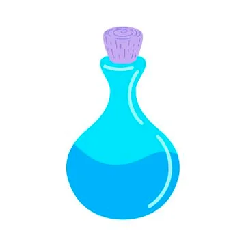 A glass bottle with a magic potion.Elixir Stock Illustration