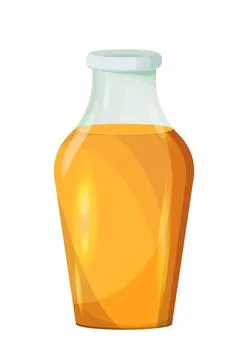 Glass bottle with orange liquid. Vector illustration Stock Illustration