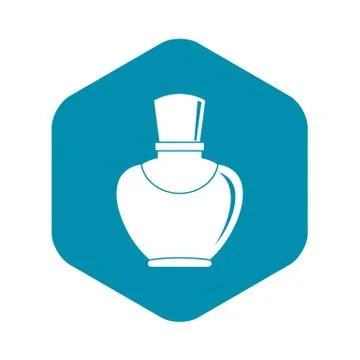 Glass bottle with perfume icon, simple style Illustration