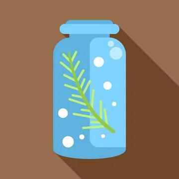 Glass bottle with pine tree branch floating inside Stock Illustration
