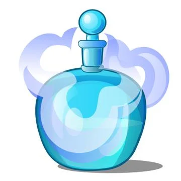 Glass bottle with scented liquid. Vector illustration. Stock Illustration