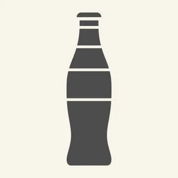 Glass bottle solid icon. Soda in bottle vector illustration isolated on white Stock Illustration