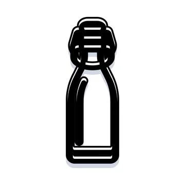 Glass bottle with swing top closure outline Stock Illustration