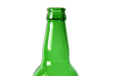 Glass bottle on a white background. Empty bottle. Green bottle on a clean bac Stock Photos