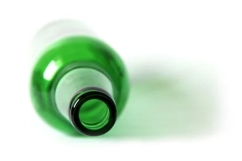 Glass bottle on a white background. Empty bottle. Green bottle on a clean bac Stock Photos