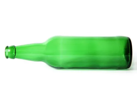 Glass bottle on a white background. Empty bottle. Green bottle on a clean bac Stock Photos