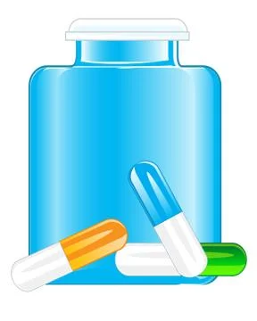 Glass bottled and tablets Stock Illustration