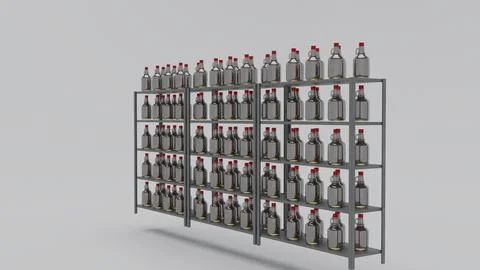 Glass Bottles with Cabinet 2 Stock Illustration