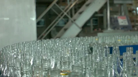 Glass Bottles on Conveyor Stock Footage 124392671
