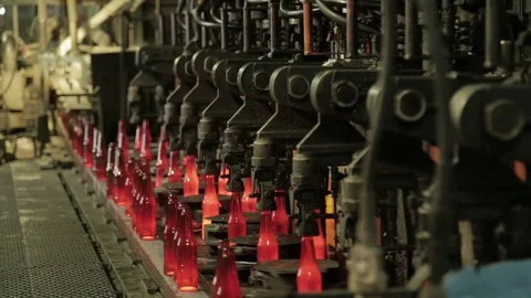 Glass bottles molding machine Stock Footage 72857126
