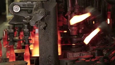 Glass bottles molding machine Stock Footage 72857140