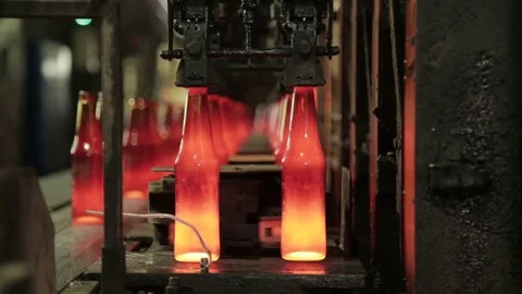 Glass bottles molding machine Stock Footage 72857179