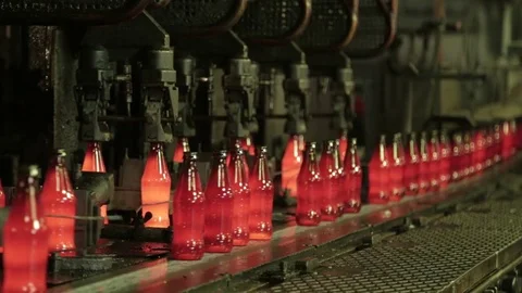 Glass bottles molding machine Stock Footage 72857201