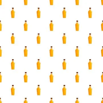 Glass bottles seamless pattern repeating on white background Stock Illustration