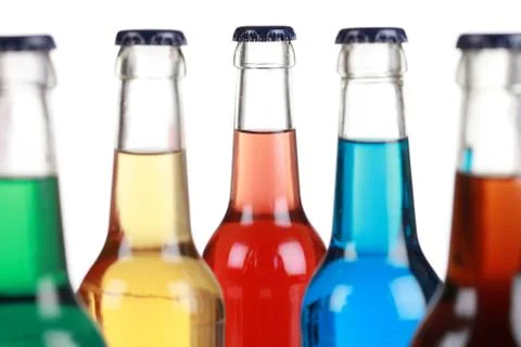 Glass bottles with soft drinks Stock Photos